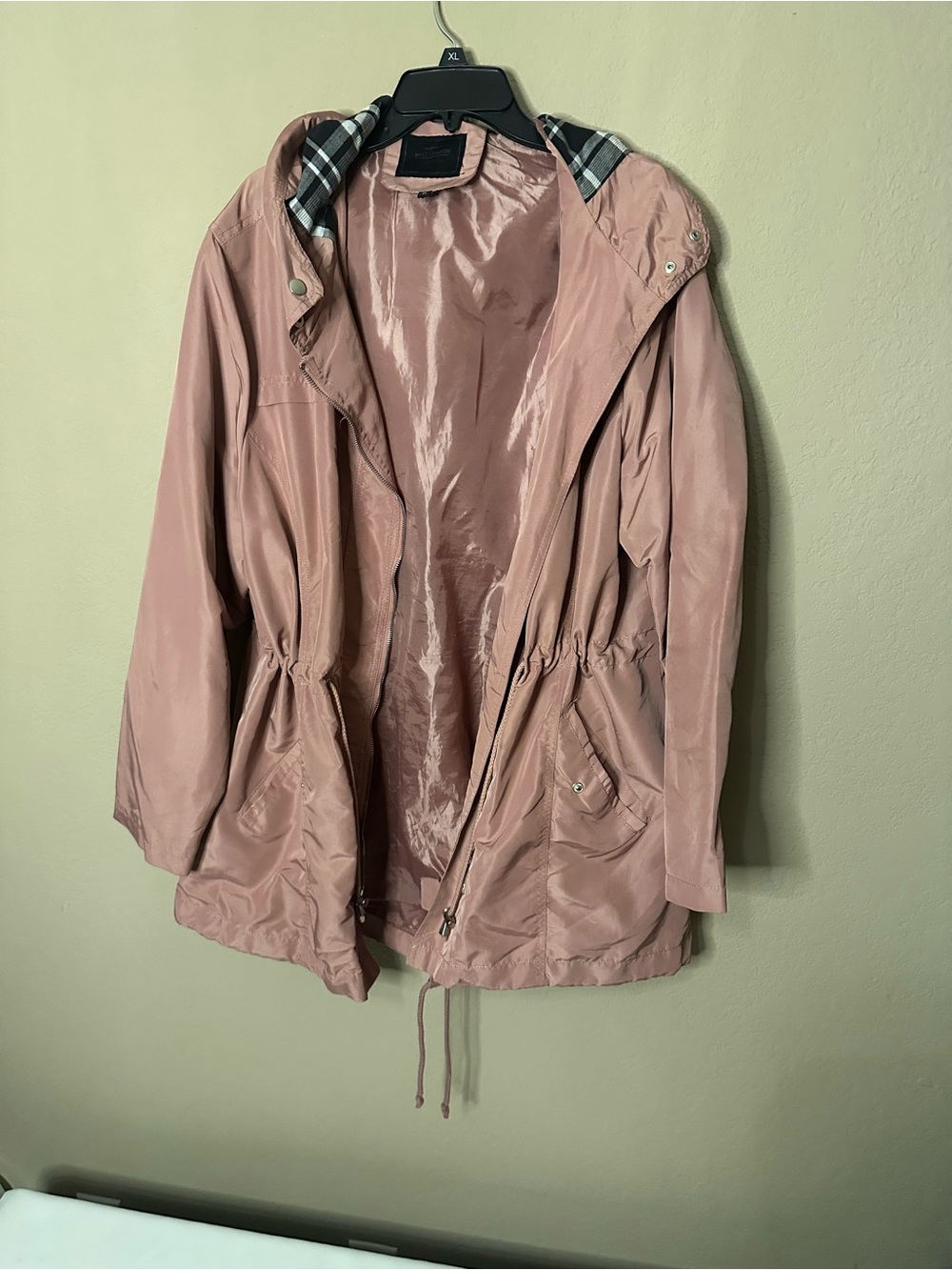 Miss London Dusty Rose Hooded Trench Coat